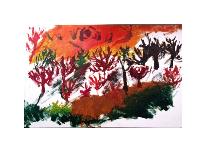 burning fire 绘画, 19.7x27.6 in