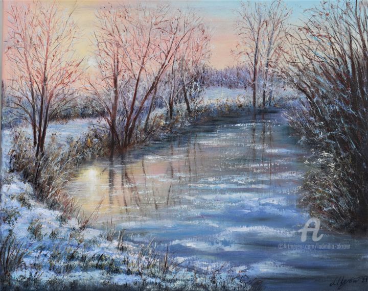 제목이 "Winter landscape #1"인 미술작품 Ludmilla Ukrow로, 원작, 기름