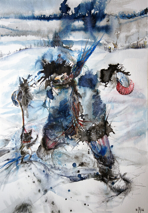Let's play! original watercolor joyful painting 绘画, 18.9x13 in