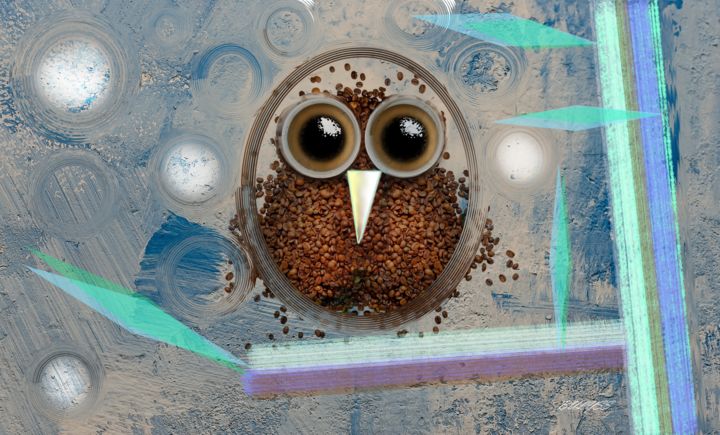 Mocha owl 数字艺术, 32.9x54.4 in