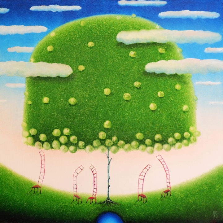 Peinture intitulée "Silence under the a…" par Oleg Sidorov, Œuvre d'art originale, Huile