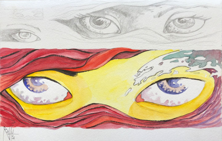 Regard Pourpre 图画, 6.4x9.8 in
