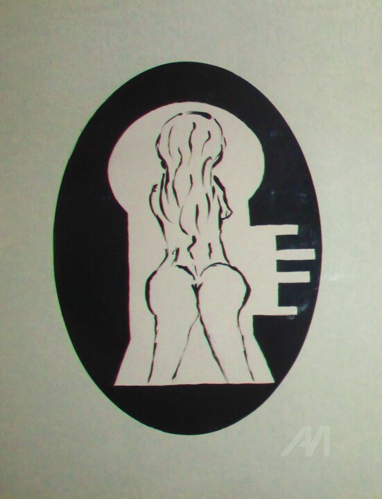 Si tu trouves la clé tu peux rentrer ! 绘画, 19.7x15.8 in