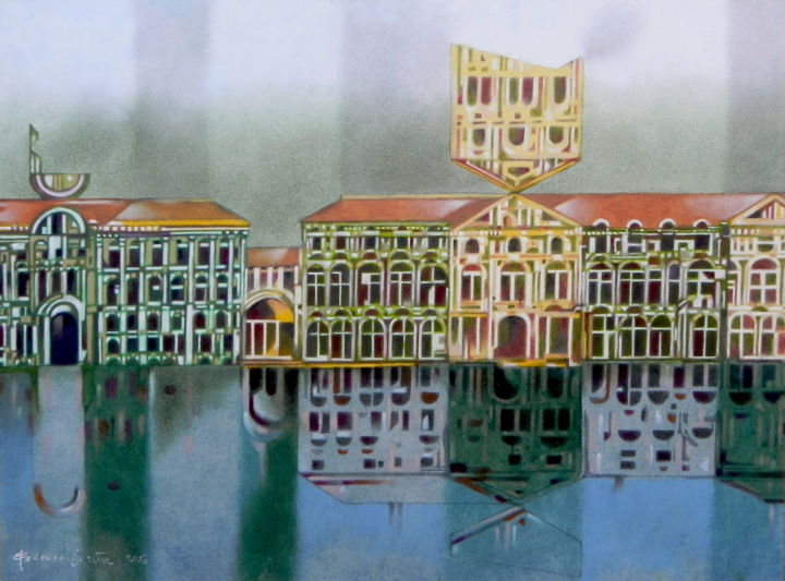 Memory of Saint Petersburg, the Neva River 绘画, 14.6x19.7 in