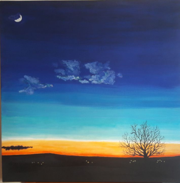 Tramonto Painting, 19.7x19.7 in