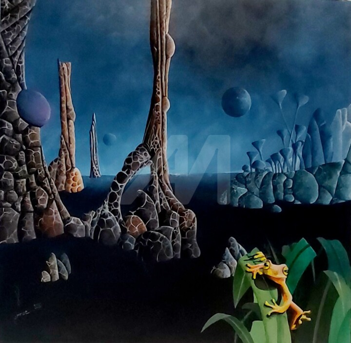 THE VALLEY WITH THE GIRAFFES 绘画, 39.4x39.4 in
