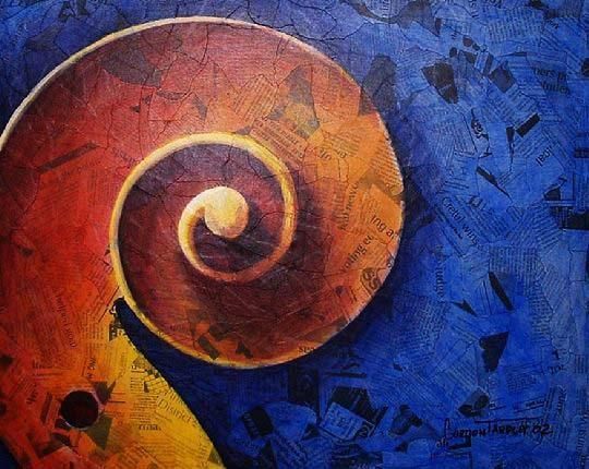 Peinture intitulée "Voilin Scroll on Bl…" par Gordon Tarpley, Œuvre d'art originale