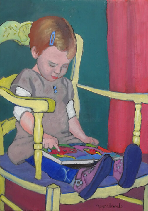 Peinture intitulée "La Petite Fille au…" par Jacques Peyrelevade, Œuvre d'art originale, Huile Monté sur Châssis en bois