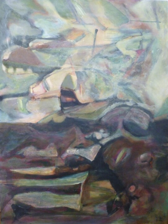Painting titled "Fin" by Scott Spencer, Original Artwork, Acrylic Mounted on Wood Stretcher frame