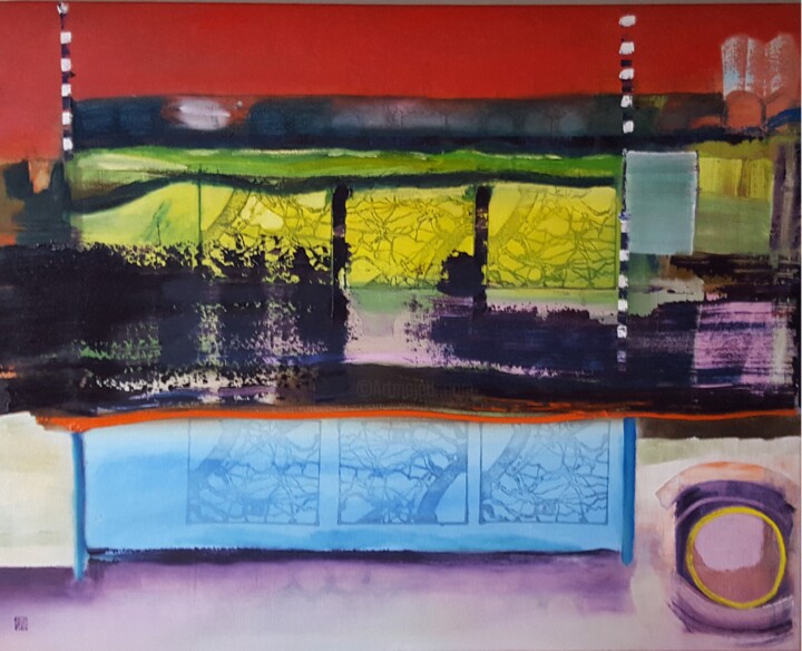 Painting titled "On the road" by Lenie Van Den Bulk, Original Artwork, Oil