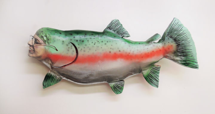 Sculpture titled "CocoTrout" by Ken Overman, Original Artwork, Plastic