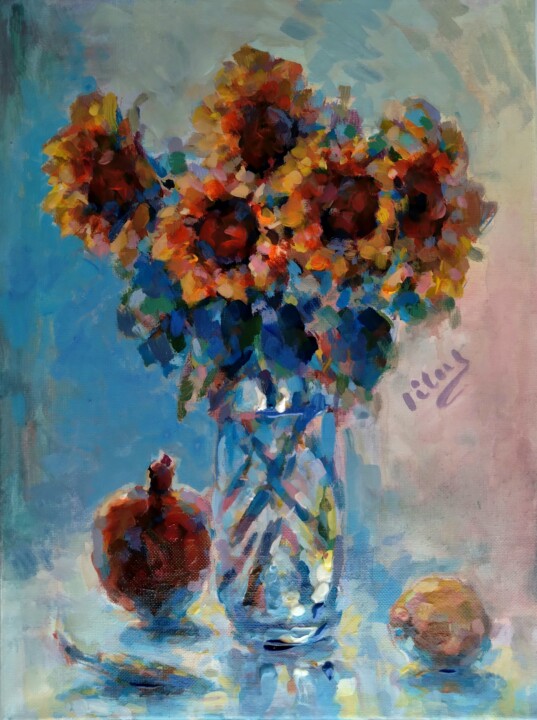 Sunflowers with fruits 绘画, 16x12 in