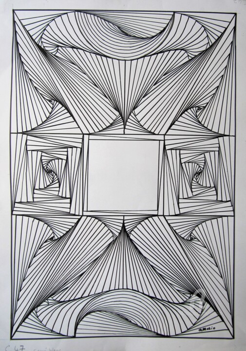 C47_ le carré 绘画, 15.8x11.8 in