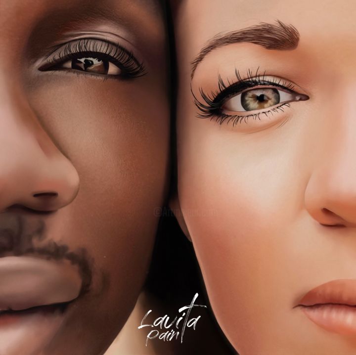 Painting titled "White and chocolate" by Laima Vitolina, Original Artwork, 2D Digital Work
