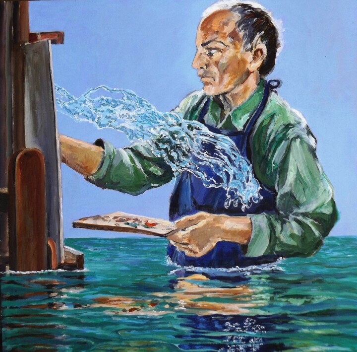 Painting titled "Peinture à l'eau." by Jean François Poussard, Original Artwork, Oil
