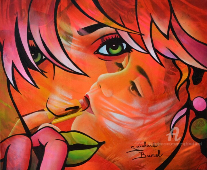 Peinture intitulée "Tout comme maman..." par Jeannette Guichard-Bunel, Œuvre d'art originale, Huile Monté sur Châssis en bois