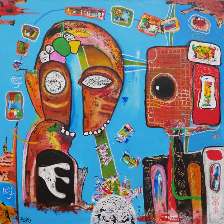 Sans titre 070221 néo expressionnisme 绘画, 27.6x27.6 in