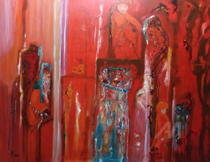 Mariage en rouge 绘画, 27.6x39.4 in
