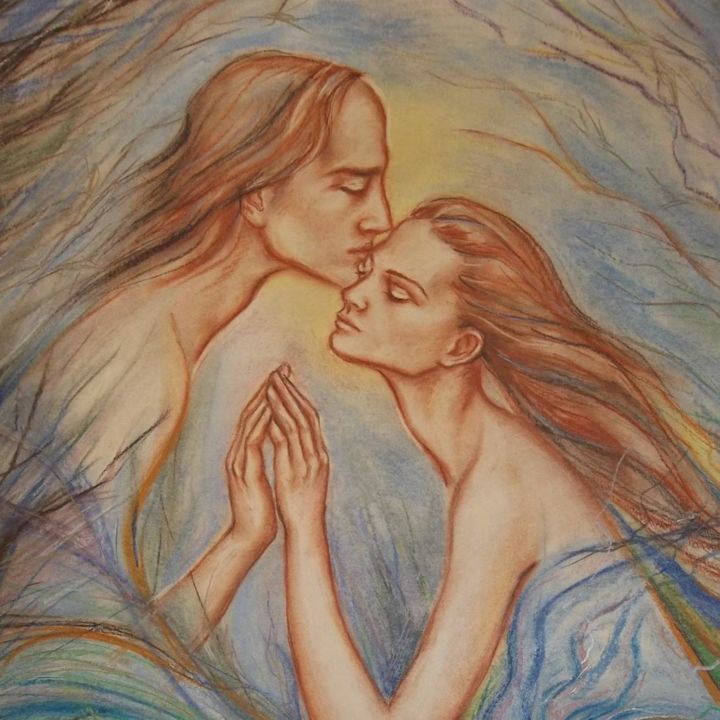 Tekening getiteld "Lovers" door Lusy Akopova, Origineel Kunstwerk, Pastel