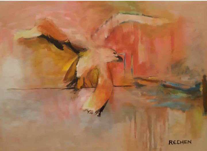mouette en vol 绘画, 23.6x31.5 in