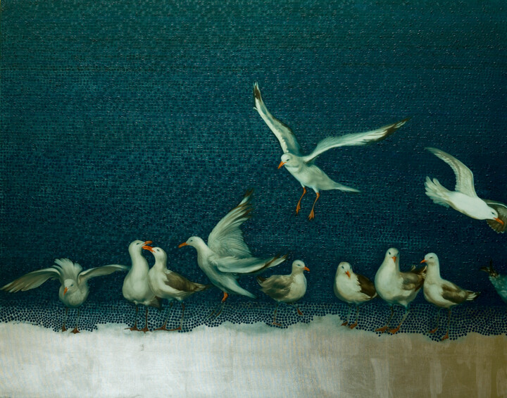 Dancing on the silver shore 绘画, 45.3x57.1 in