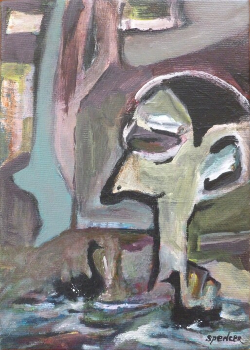 Painting titled "Bird Feeder" by Scott Spencer, Original Artwork, Acrylic Mounted on Wood Stretcher frame