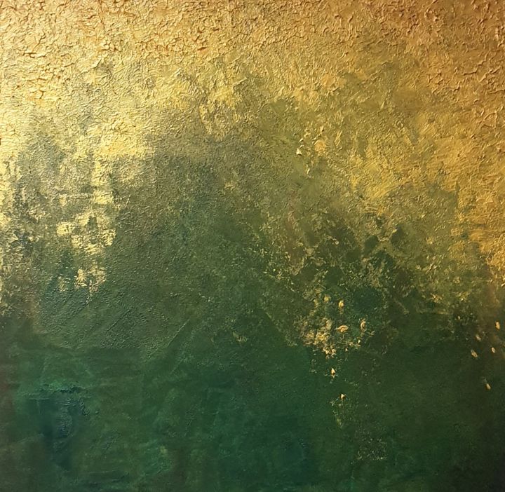 Painting titled "Gold moment" by Inese Deksne-Rozentāle Deksne, Original Artwork, Oil