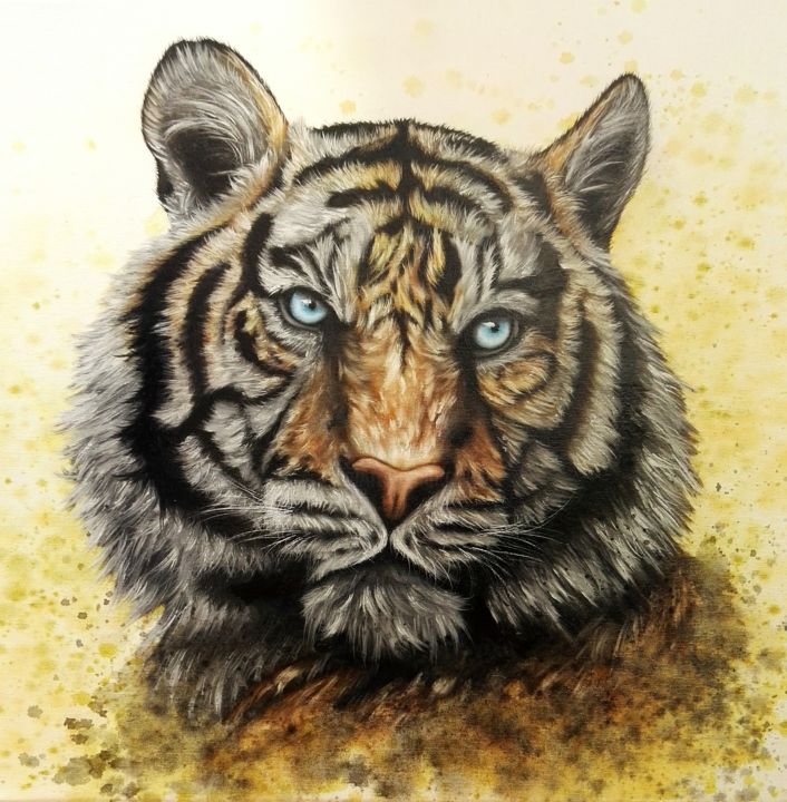 le tigre peinture animalière 2021 绘画, 23.6x23.6 in