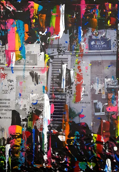 Rue Chappe, Paris 18 绘画, 16.5x11.7 in