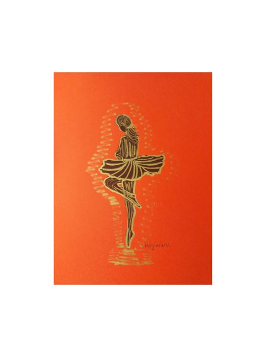 Painting titled "Ballerina practicin…" by Viorica Hagianu, Original Artwork, Gouache