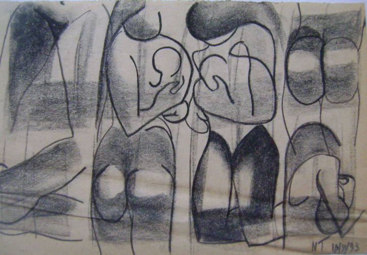 Drawing titled "nativité" by Nadine Trescartes (fildefériste), Original Artwork, Graphite