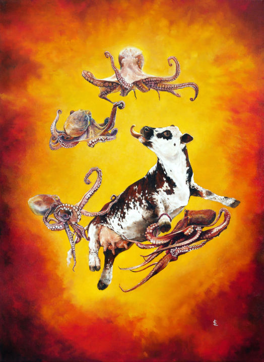 Painting titled "Climate Encounter I…" by Sailev, Original Artwork, Oil Mounted on Wood Stretcher frame