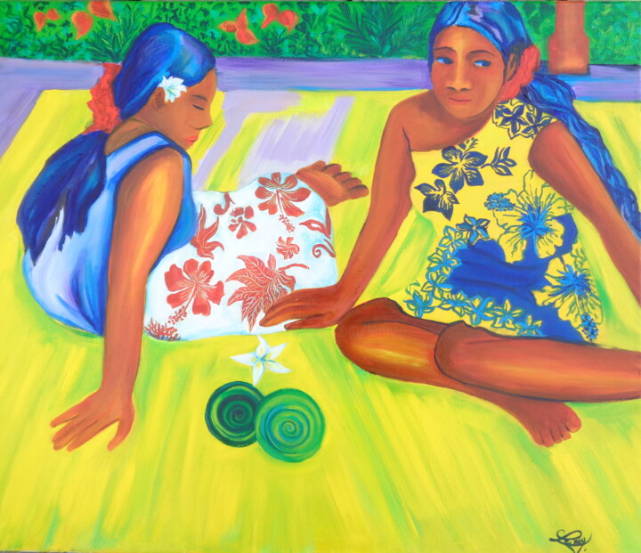 Tahitiennes, clin d’œil à Gauguin 绘画, 23.6x27.6 in