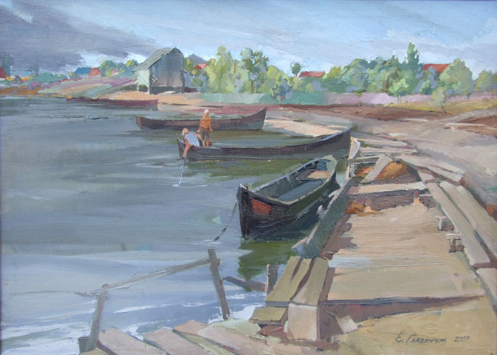 Schilderij getiteld "Thunder" door Elena Hlavenchuk, Origineel Kunstwerk, Olie