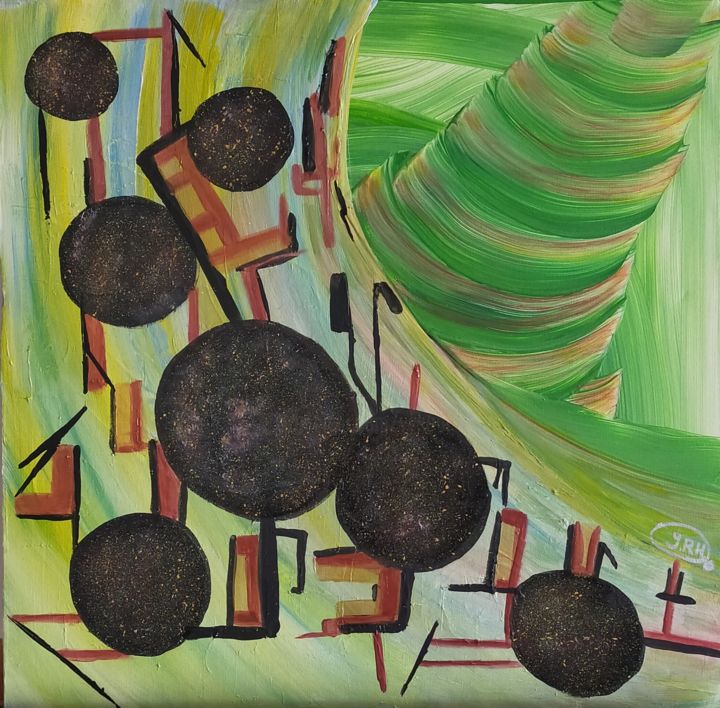 La chute de BABEL 绘画, 19.7x19.7 in