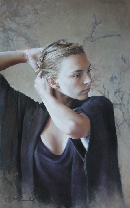Drawing titled ""Un Jardin en Hiver…" by Nathalie Picoulet, Original Artwork, Pastel Mounted on Cardboard