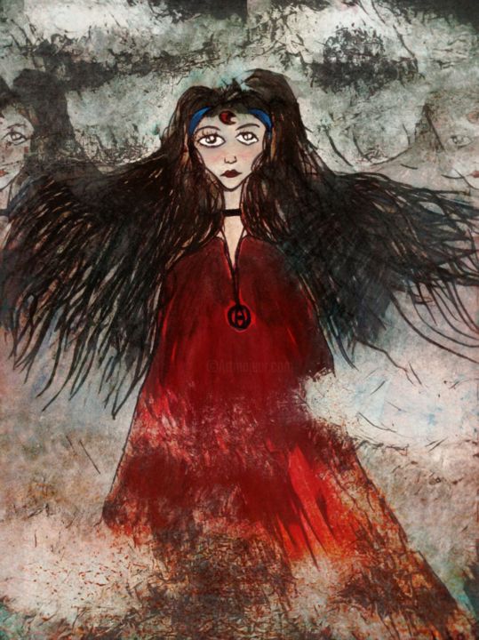 Drawing titled "Arha" by Wingardium Leviosa, Original Artwork, Watercolor