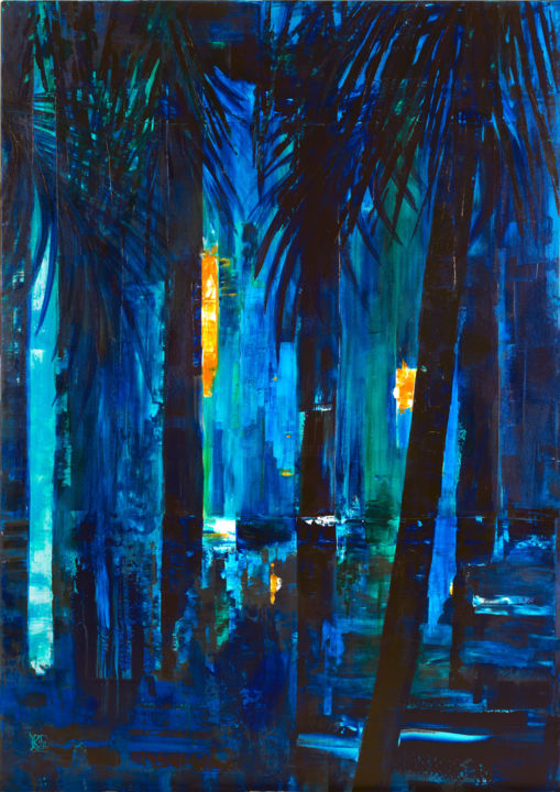 Blue Jungle 绘画, 63.8x44.9 in