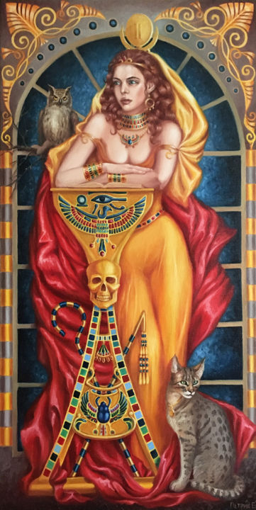 Карта таро №2. Жрица. 绘画, 47.2x23.6 in