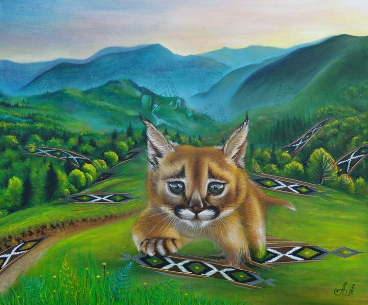 In the footsteps of a small lynx 绘画, 19.7x23.6 in