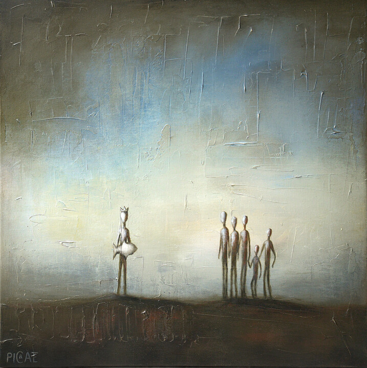 "Apprendre à Partager" 绘画, 27.6x27.6 in