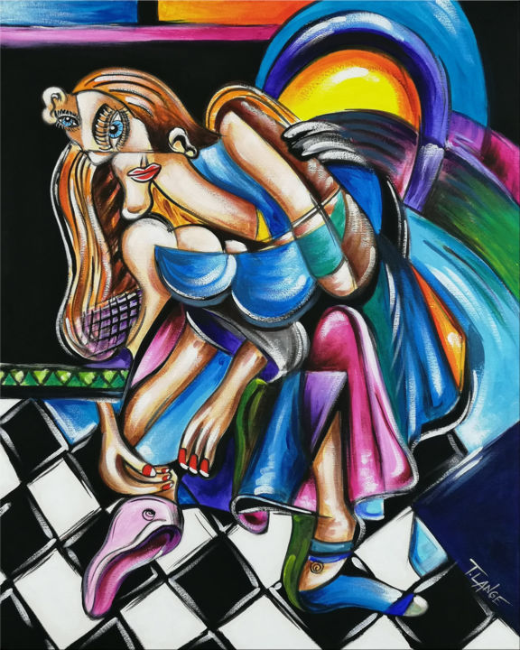 Dancing Woman 绘画, 19.7x15.8 in