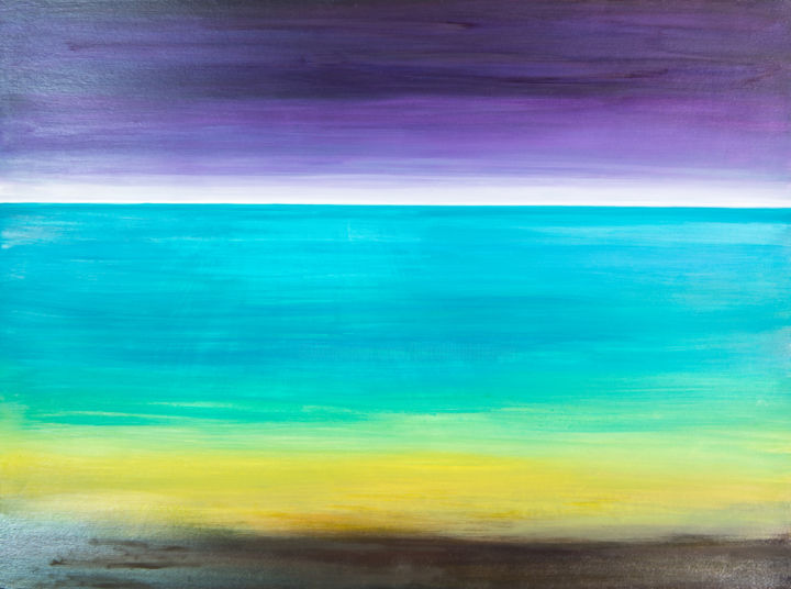 Malerei mit dem Titel "Licht am Horizont *…" von Jutta Blühberger, Original-Kunstwerk, Gouache