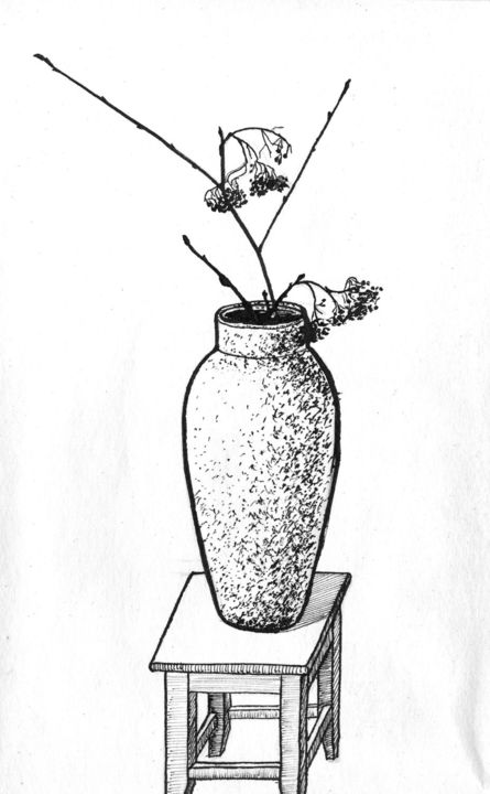 Vase with a Branch. Ваза с веткой 图画, 8.3x5.1 in