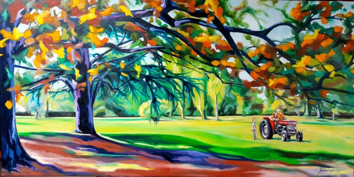 Le parc familial de Jean 绘画, 23.6x47.2 in