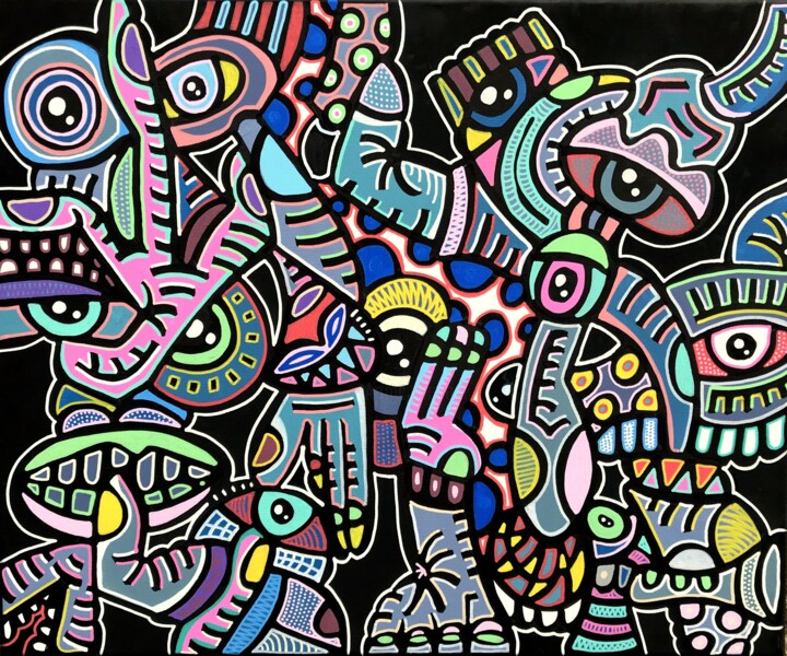 Peinture intitulée "C'est le mari de ta…" par Walter Scott, Œuvre d'art originale, Acrylique Monté sur Châssis en bois
