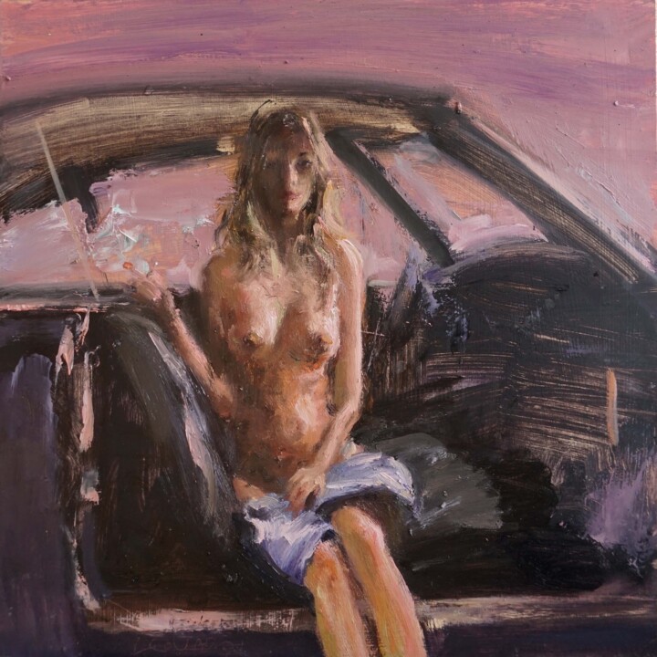 Automobile 绘画, 14.2x14.2 in
