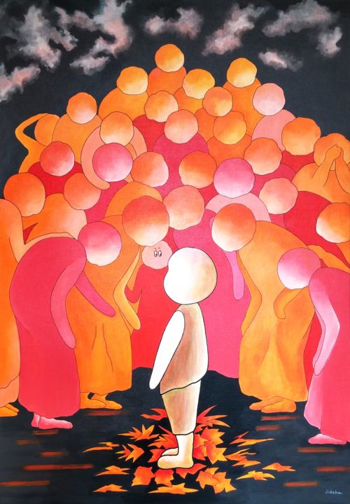 Peinture intitulée "Naître différent -…" par Jocelyne Deschamps-Kus, Œuvre d'art originale, Acrylique Monté sur Châssis en b…