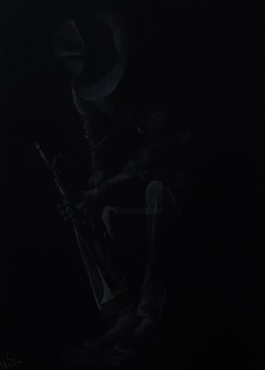 Drawing titled "Musician" by Marie, Original Artwork, Charcoal