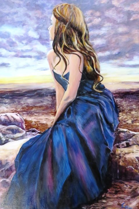 Peinture intitulée "LA-BAS" par Chantal Martin (chm), Œuvre d'art originale, Encre